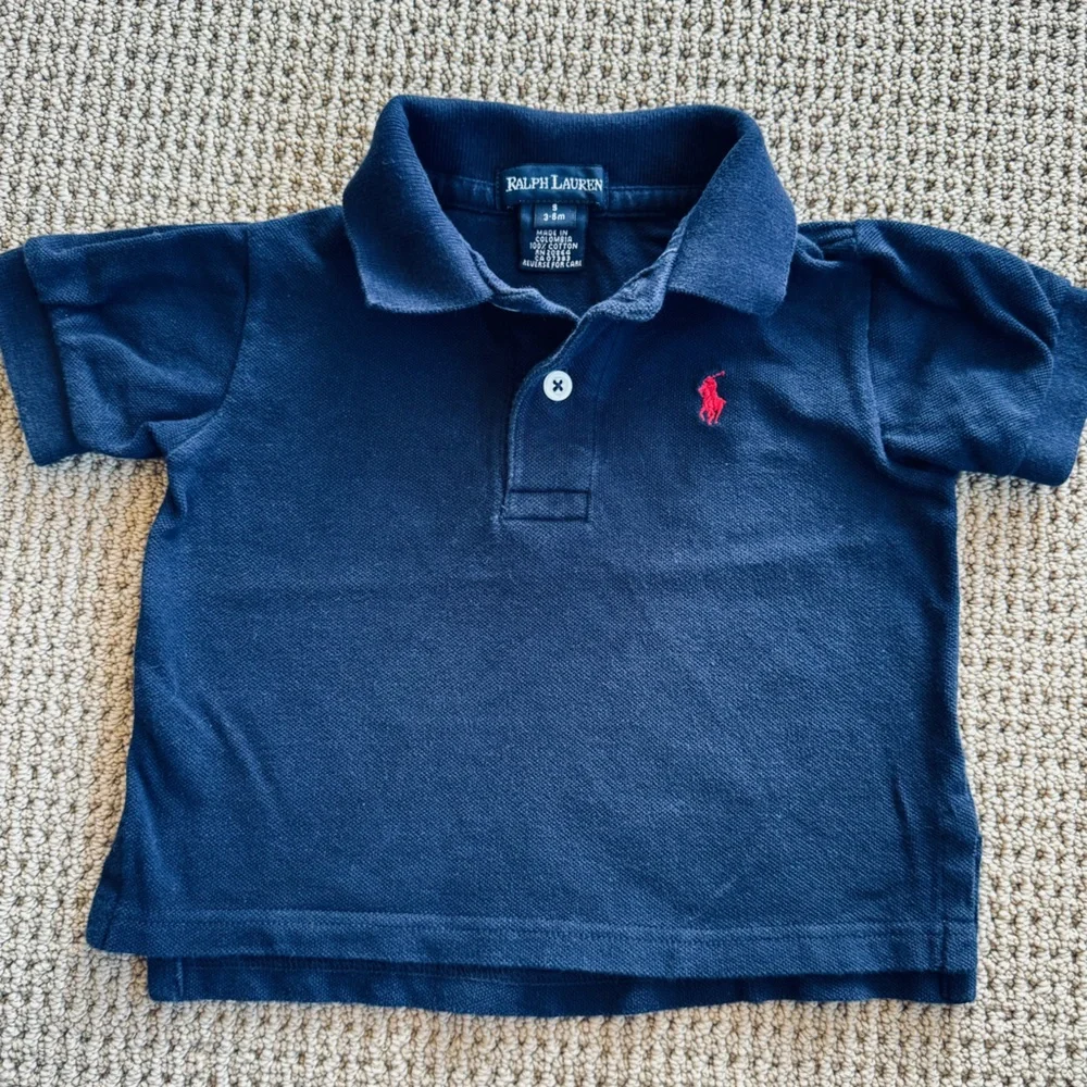 RALPH LAUREN 3-6M Polo Short Sleeved Shirt Classic Embroidered Red Pony Boy Girl